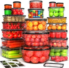 44 Pcs Food Storage Containers with Lids Airtight- 22 Stackable Boxes-22 Lids) P