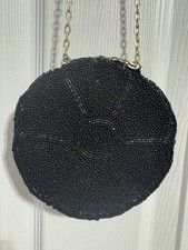 Richere Vintage Black Beaded Evening Bag Purse