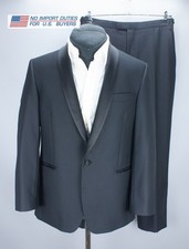 Austin Reed Tuxedo Dinner Suit 40S 34S Black Satin Lapel Wedding Prom Formal