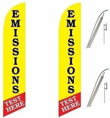 Two Full Sleeve Swooper Flags w/ Poles & Spikes EMISSIONS TEST HERE Yellow...