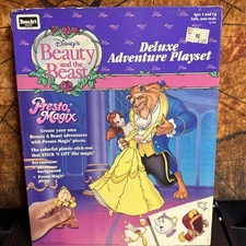 Vintage Disney Beauty & The Beast Deluxe Adventure Playset Presto Magix Rose Art