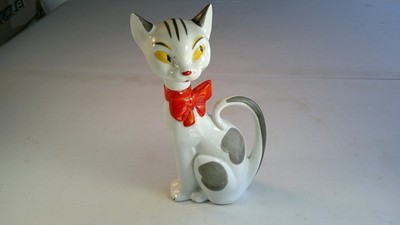 VTG Germany Marked Ceramic Cat Small Handled Pitcher / Decanter Lift Off Head