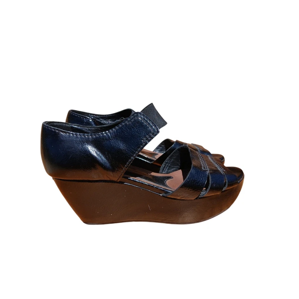 Sandalias de plataforma Marni para mujer de charol negro talla 39 Y2K Foto 3 de 4