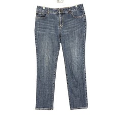 Chicos Jeans 1 Short Womens 8P Blue Platinum Ultimate Fit Slim Leg Medium Wash