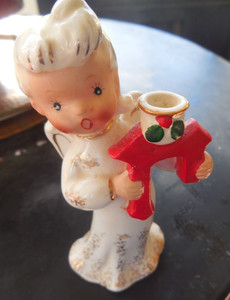 Vtg Napco 1957 Christmas Noel Angel Candle Holder MCM Japan Holiday Collectible