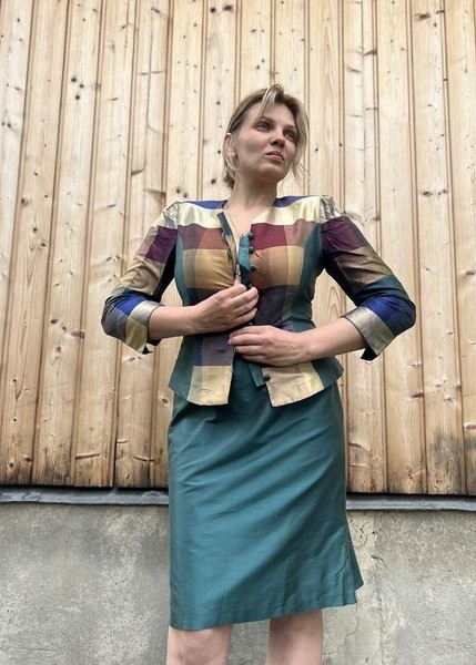 Women American Vintage Suit Multicolor Silk 40 / L