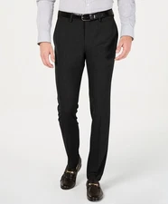 $95 NEW KENNETH COLE REACTION Mens 30x32 Solid Black Skinny Dress Pants/Slacks