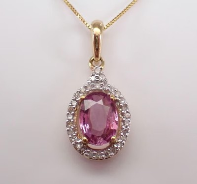 2Ct Oval Cut Simulated Pink Sapphire Halo Charm Pendant 14k Yellow Gold Plated
