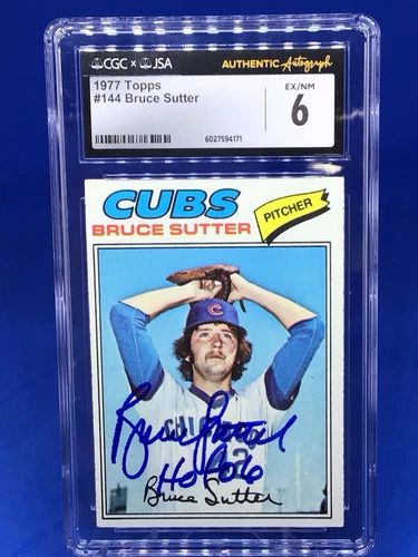 1977 Topps Bruce Sutter #144 Signed Auto Rookie RC CGC 6 Cubs w. RARE "HOF 06"