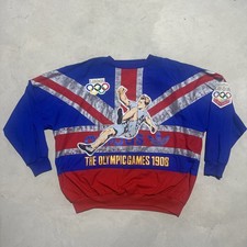 Vintage 1980s Adidas Olympic Games London 1908 1948 Sweatshirt AOP SZ XL 2 Sided