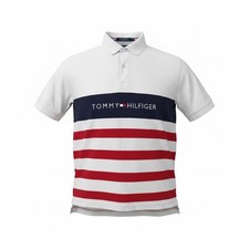 Vtg Tommy Hilfiger Mens M Rugby Shirt Y2K polo Striped Colorblock streetwear 02