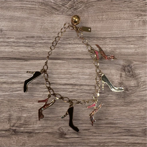 Bracciale Kate Spade tacco alto stiletto tono oro scarpa charm 9 pollici