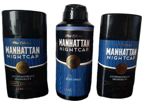 Bath Body Works Manhattan Nightcap Men's Deodorant & Body Spray 3pc Set New - Picture 2 of 3