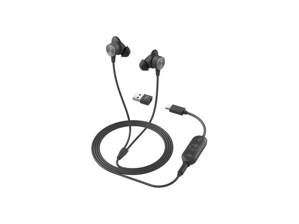 Logitech Zone Wired Earbuds - Stereo - Mini-phone (3.5mm), USB Type A, USB Type - Image 2 of 4