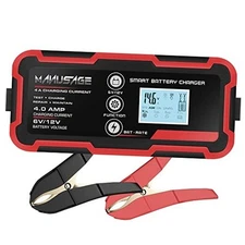 4-Amp Fully-Automatic Smart Charger, 2A/4A Charging Current, 6V/12V DC Output