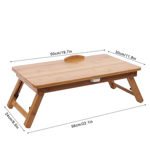 Modern Style Bamboo Folding Bed Computer Table Student Laptop Desk Adjustab DM - Afbeelding 4 van 12