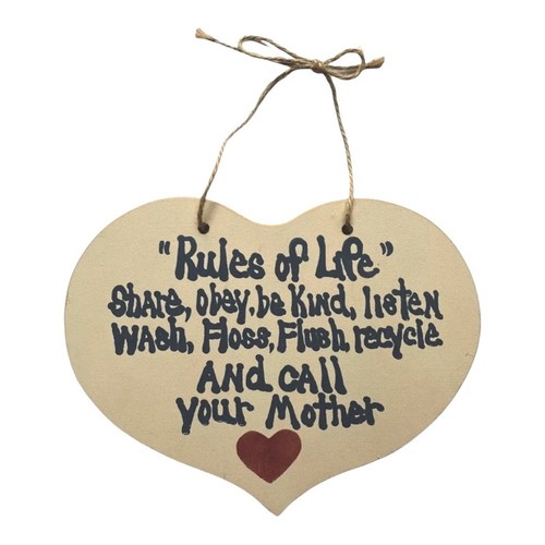 Farmhouse Handmade Gift Wood Wall Sign Craft Rules of life Mom Mother’s Shabby