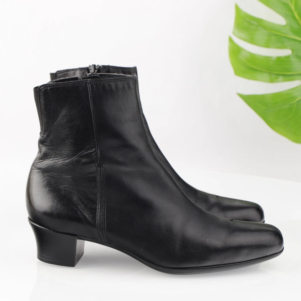 Munro Womens Lilian Boot Size 9 M Black Leather Bootie Block Heel Split Toe Y2K - Image 3 of 4