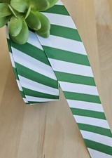 3/8, 5/8, 7/8  1.5" 1 YD Candy Cane Striped Ribbon Green  White Stripes