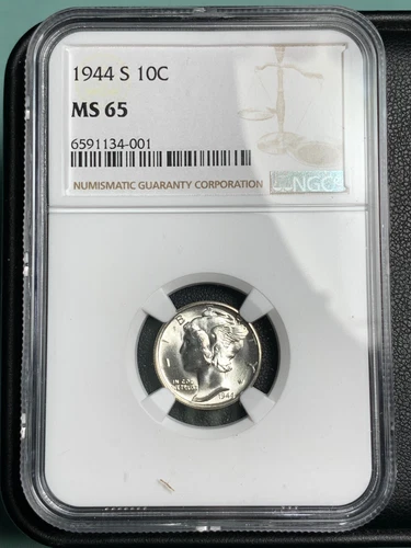 1944-S MERCURY DIME NGC MS65 "HIGH GRADE"