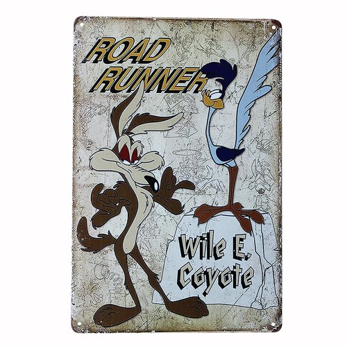 Tin Metal Sign ROAD RUNNER Garage Rustic Look Vintage 200x300mm MAN CAVE - Picture 3 of 3