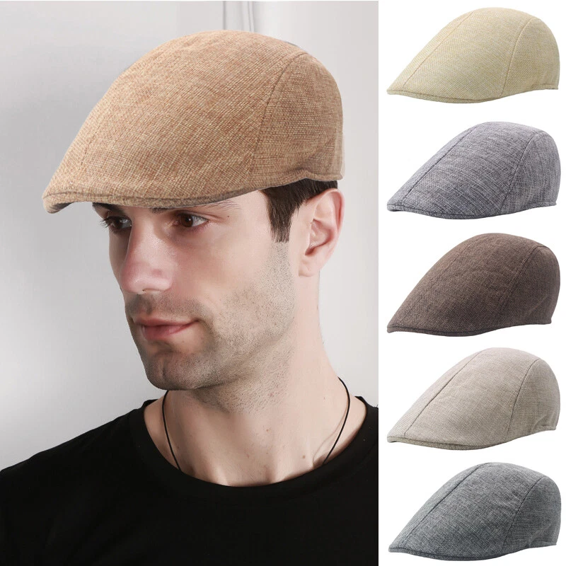 Men Ivy Flat Hat Solid Cotton Newsboy Gatsby Cap Golf Driving