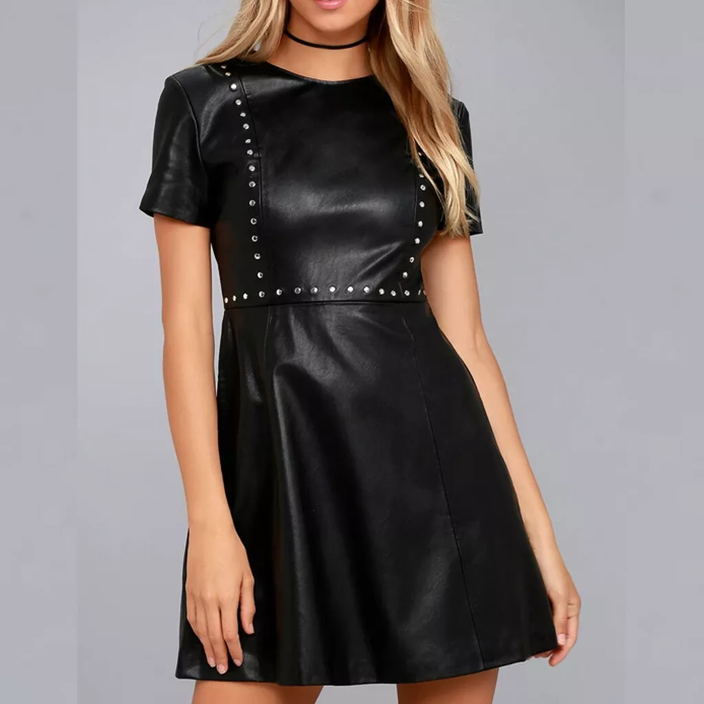 Leather Short Dress -  UK