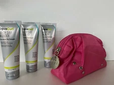 3 X DevaCurl Wash Day Wonder Pre-Cleanse Slip & Shine Detangler 1.5oz & Bag
