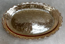 Vintage Jeanette Glass Florigold Louisa Oval Serving Platter 11.5" 1950s 60s MC