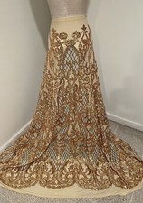 GOLD BLACK 4way stretch sequin Lace fabric 50 Width Sold By The Yard