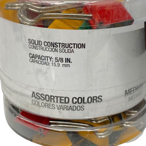 Binder Clips 274476 Medium 5/8 in Capacity, Assorted Colors, 24 Per Box, 3 Boxes - Picture 5 of 7