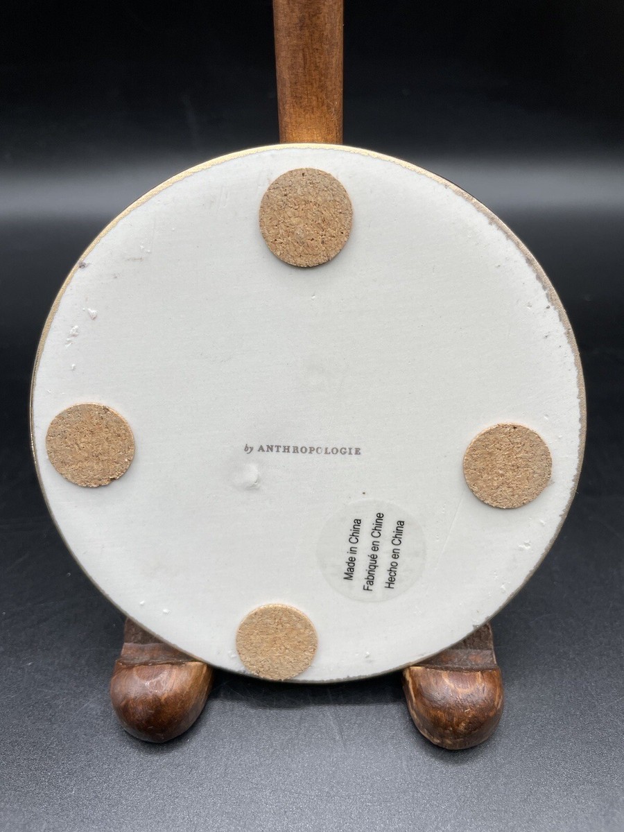 Anthropologie Bistro Garden Tile One Coaster Yellow Black BEE Gold