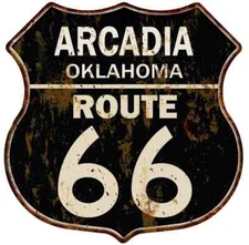 ARCADIA, OKLAHOMA Route 66 Shield Metal Sign Man Cave Garage 211110014204