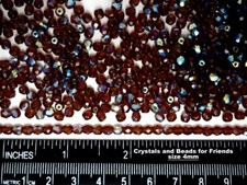 600 Preciosa Czech Glass Fire Polished Round Beads 4mm Dark Topaz AB coated