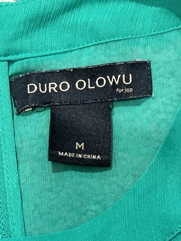 Duro Olowu Womens Shirt Size Medium Green Ruffles Classic Dressy Flowy - Image 2 of 4