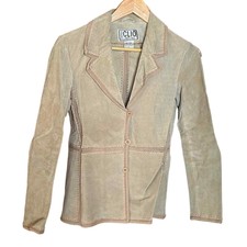 Vintage Suede Clio Petites Leather Suede Jacket Bohemian Blazer Size 4