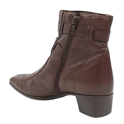 Sesto Meucci Women Block Heel Ankle Booties Size US 6M Brown Leather - Picture 3 of 6