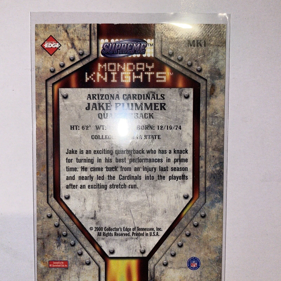 Collector's Edge Supreme 2000 - Monday Knights lámina faltante #MK1 Jake Plummer Foto 2 de 2