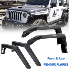 Front & Rear Fender Flares For 2018-2023 Jeep Wrangler JL Powder-Coated Steel
