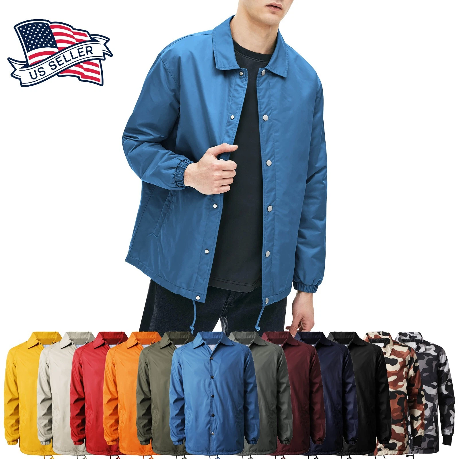 Mens COACH JACKET Windbreaker Active Sportswear Lightweight Waterproof Nylon
Opens in a new window o