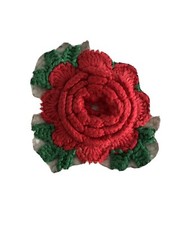 Vintage, Red Rose Hand Crocheted Potholder Set