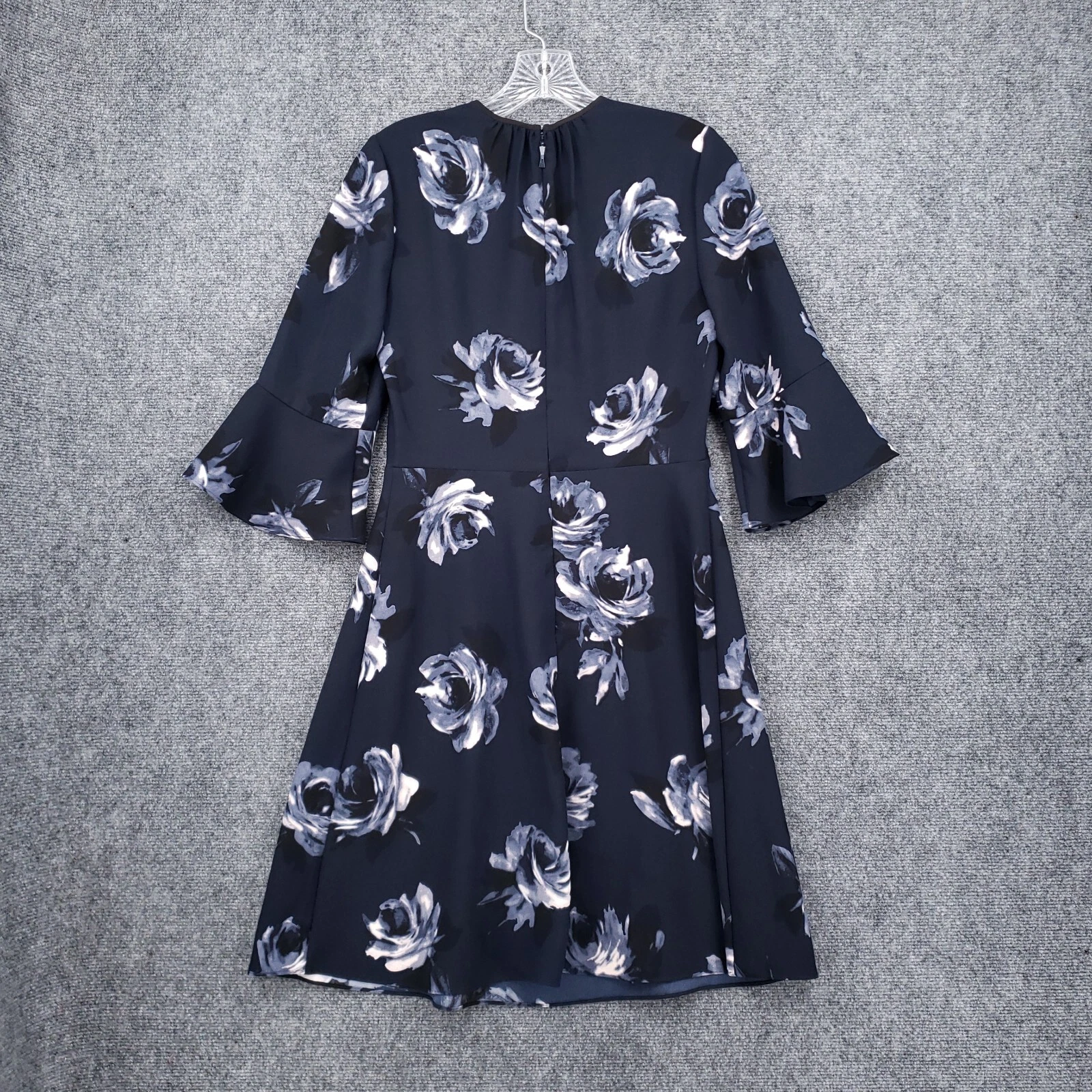 Abito Kate Spade donna 4 blu notte rosa crepe mini linea A manica svasata boho