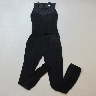 Urban Classics Jumpsuit Womens Large Black Tech Mesh Long Casual Elegant NWT