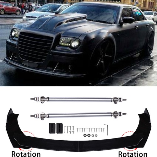 For Chrysler 300C SRT8 Front Bumper Lip Splitter Spoiler + Silver Strut Rods - 第 1/10 張圖片