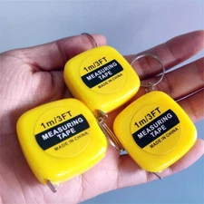 3-PACK MINI MEASURING TAPE KEYCHAINS Small Tape Measure Ruler 3 FT/1M Inches CM