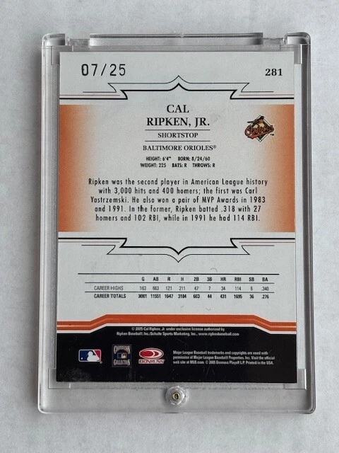 2005 Throwback Threads Signature Marks #281 Cal Ripken Jr 07/25 - Image 2 of 2