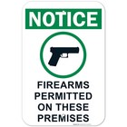 Notice Firearms Permitted On These Premisses Sign,