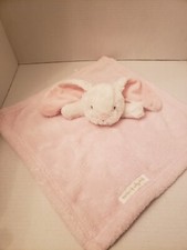 blankets and beyond bunny lovey minky pink white 14 1/2 14 1/2