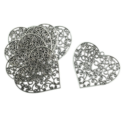 6x Tibetisches Silber Großes Filigran Herz Halskette Anhänger Schmuck Charms