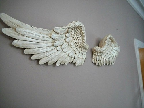 Angel Wings Ornament Set Fairy Feathered Home Silver White Decorations Grave - Picture 18 of 23